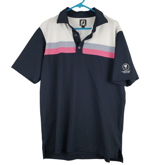 FootJoy Other - FootJoy Mens L Short Sleeve Golf Polo Retro Colorblock Stripe Langdon Farms Club